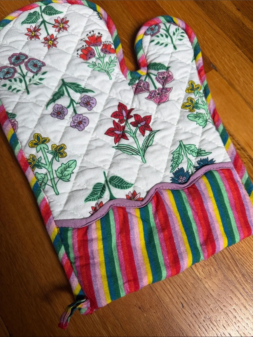 Furbish Studio Block Print Quilted Oven Mitts Cotton